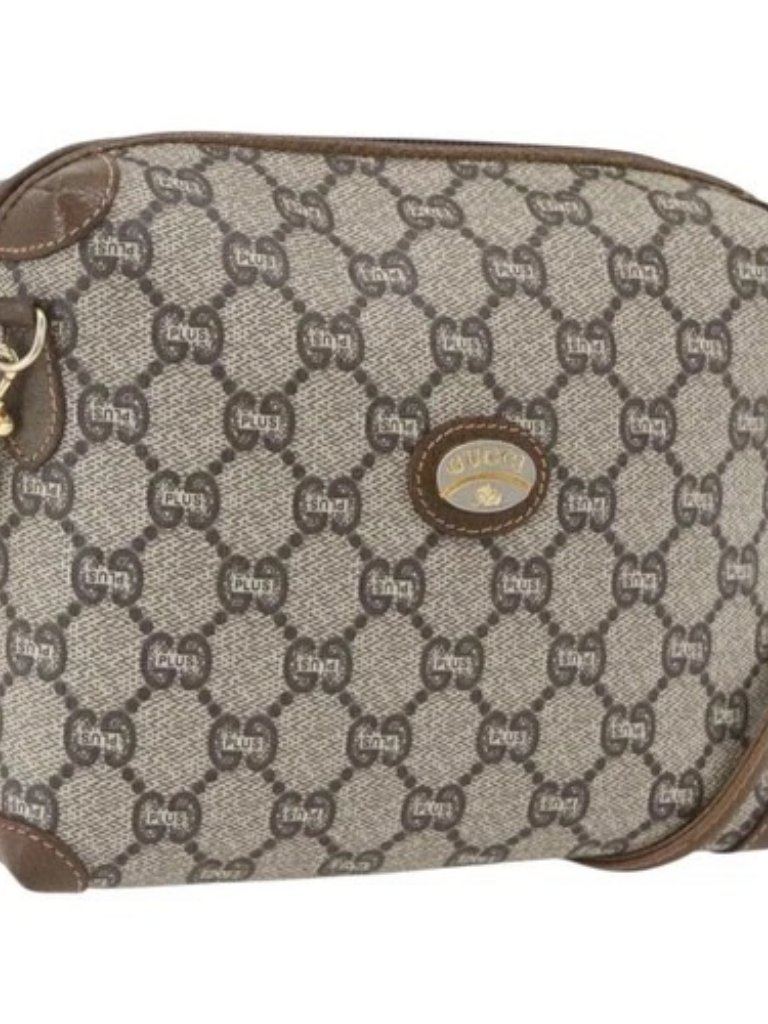 Gucci Gg Plus Supreme Shoulder Bag Pvc Beige Gold Auth Bs32868